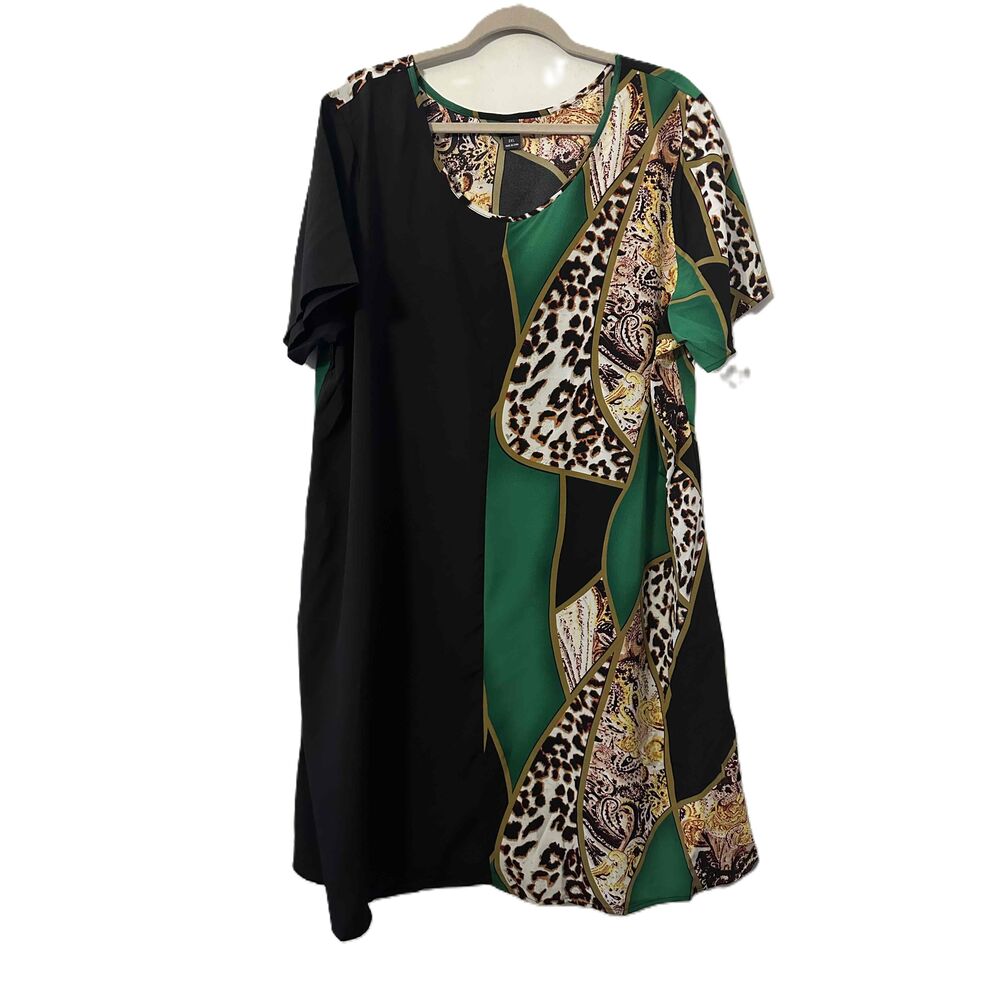 SHEIN Green Black Leopard Print Dress 2XL